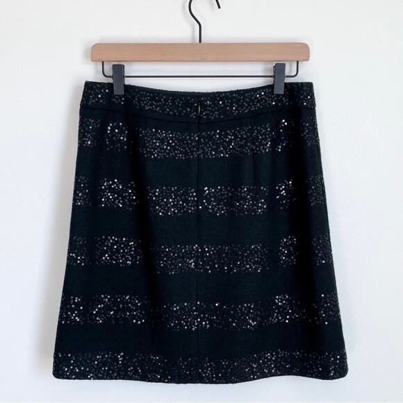 Ann Taylor LOFT Black Sequin Stripe Wool Blend Mini Skirt - Picture 5 of 7